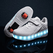 Load image into Gallery viewer, USB Charging Children Roller Skate Casual Shoes Boys Girl Automatic Jazzy LED Lighted Flashing Kids Glowing Sneakers with Wheels