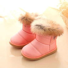 Load image into Gallery viewer, Kids Boots Children's Rubber Boots Winter Children Thicken Plush Snow Boots Child Warm Leather Short Baby Infant white shoe