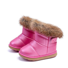 Load image into Gallery viewer, Kids Boots Children's Rubber Boots Winter Children Thicken Plush Snow Boots Child Warm Leather Short Baby Infant white shoe