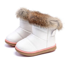 Load image into Gallery viewer, Kids Boots Children's Rubber Boots Winter Children Thicken Plush Snow Boots Child Warm Leather Short Baby Infant white shoe